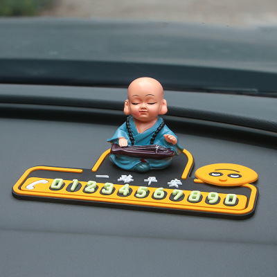 Temporary car parking phone number card move car kaka pass 3d monk doll hide parking sign