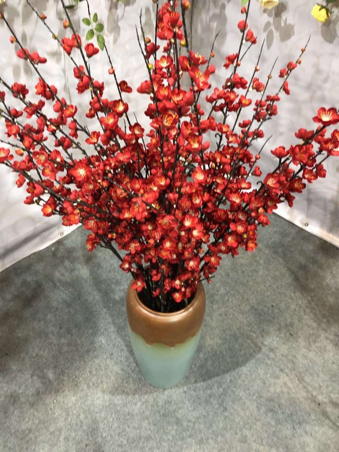 仿真腊梅仿真红色梅花粉色桃花单只腊梅假梅花桃花档花酒店橱窗花