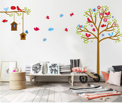 Third Generation Fashion and Environment-Friendly Removable Tree Bird Wall Stickers Living Room Bedroom Corridors Hallway Decorative Sticker