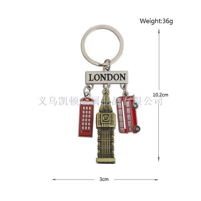 British tourism crafts royal Big Ben key chain personality red bus phone box pendant manufacturers custom