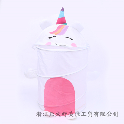 Spring Laundry Basket Foldable Cartoon Cloth Storage Bucket Toy Storage Basket Dirty Laundry Dirty Clothes Basket