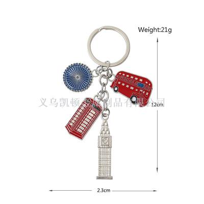 British London Tourist Souvenir Keychain Landmark Big Ben Red Telephone Booth London Eye Custom Key Ring