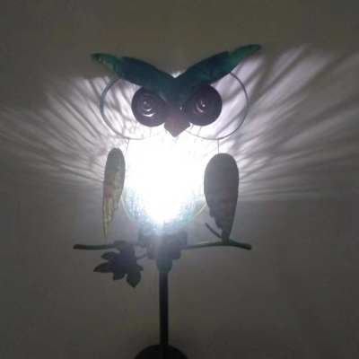 Solar owl ironwork lamp plug-in owl ironwork light control LED owl garden lamp