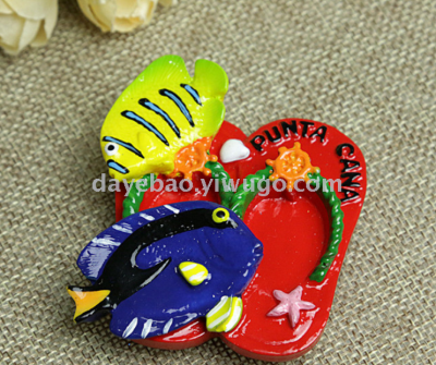 New 2019 foreign trade export beach slippers resin painted refrigerator paste creative magnetic paste magnets