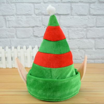 Christmas Hat Christmas Decoration Red and Green Stripes Vertical Ear Elf Hat Cute Party Supplies Christmas Adult Cap