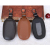 Head layer leather lychee print car key bag unisex leather custom zipper remote control bag