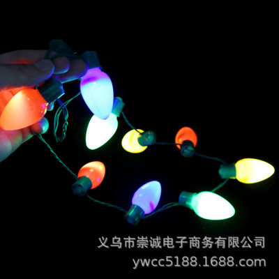 3036 Nine-Head Bulb Luminous Necklace Flash Necklace Party Party Atmosphere Props Bar Diba Supplies