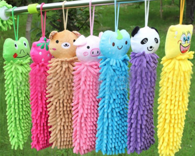 Cartoon Cute Hanging Chenille Towel Multi-Purpose Wiping Towel Rag Coral Hand Towel