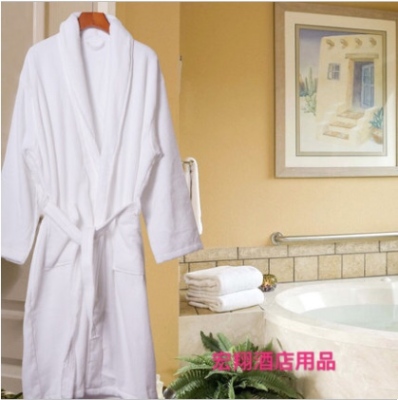 Hotel one side cut velvet bathrobe pure cotton kimono green fruit nightgown men's and women's pajamas 100% cotton