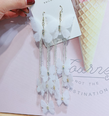 Li Xiaoxiangjia Japanese and Korean New Fashion Elegant Long Ancient Style Super Girl Western Style Tassel Butterfly Delicate Earrings