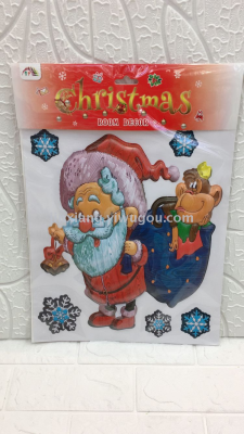 Christmas Santa Claus holiday decoration wall  wooden decoration  3D  decoration stickers