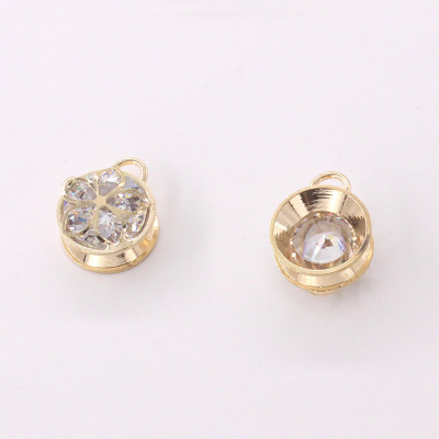 Manufacturers wholesale new diy round copper zircon pendant pendant diamond set necklace pendant pendant accessories
