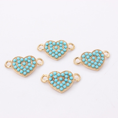 2018 new fashion DIY accessories heart shaped diamond plating double hanging accessories manufacturers direct wholesale