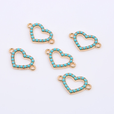 Fashion clothing accessories and ornaments hollow heart point turquoise blue diamond accessories manufacturers wholesale volume can be customized