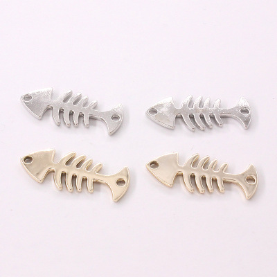 Personality trend fashion fishbone jewelry uv plating metal bracelet necklace earrings accessories wholesale
