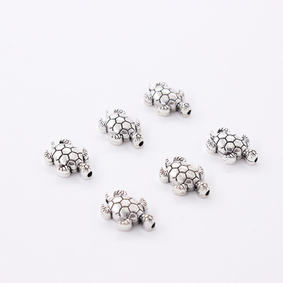 New alloy link double hanging accessories plating turtle ancient silver alloy plating perforation