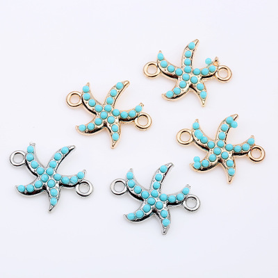 Manufacturers wholesale diy accessories k gold white diamond double hanging small starfish accessories accessories to Amoy source