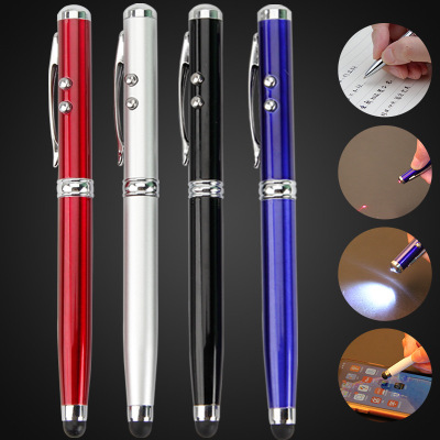 Wholesale Multifunctional Pointer Pen Metal Capacitive Stylus Creative Ballpoint Pen Gift Pen Laser Pen LED Lamp Pen