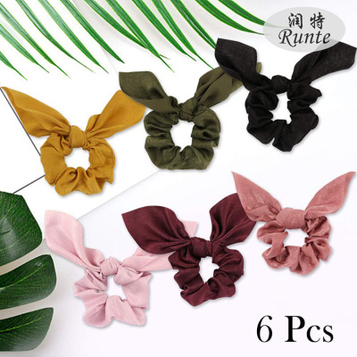 Amazon for rabbit ears ribbon satin hair ring European and American ladies large intestine ring hair accessories wholesale