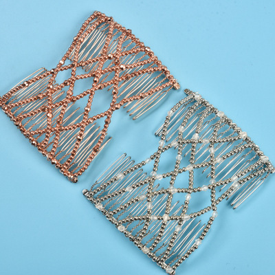 European and American AliExpress Amazon Electroplating New Hair Band Magic Hair Comb Headdress Woven Beads Hair Comb Wholesale