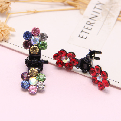 Korean Style Children's Hair Accessories Fashion Mini Claw Clip Plum Crystal Clip Shape Hairpin Boutique grip 