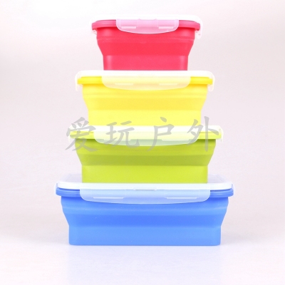 Silica gel lunch box crisper box Silica gel followedfour-piece set of outdoor travel lunch box