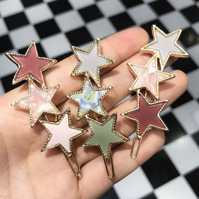 Internet Influencer Hair Clip Women's Ins Bangs Clip Korean Simple Cute Pentagram Word Clip Fashionable Hairpin Cute Clip