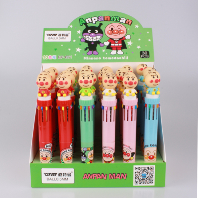 Korean version of 10-color ballpoint pen ANPANMAN bread superman cartoon silicone head 10-color ballpoint pen cartoon
