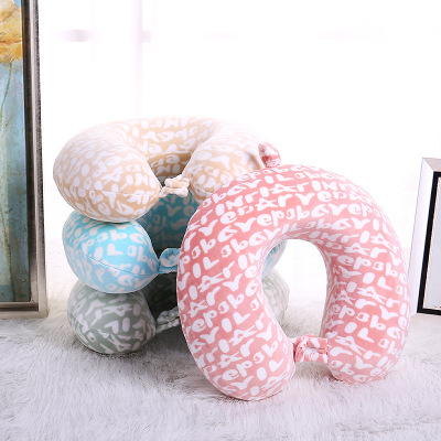 Yl186 New Printed Letter Airplane Travel U-Shaped Pillow Outdoor Car Memory Foam Pillow Cartoon Neck Pillow