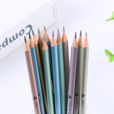 12 PCs Boxed Eco-friendly Log Pencil Children Student Writing Practice Drawing Pencil HB Lead-Free Pencils