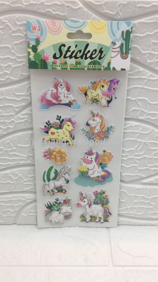 Cartoon unicorn, elephant, flamingo, cow, butterfly, 3D hand-pasted three-dimensional decoration 3D stickers