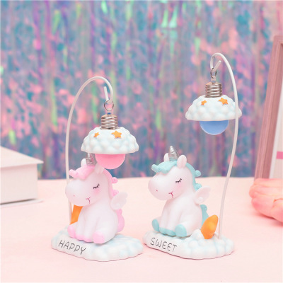 Soft adorable dream unicorn bedroom sweet little night lamp small desk lamp ins new girl heart lovely ornaments