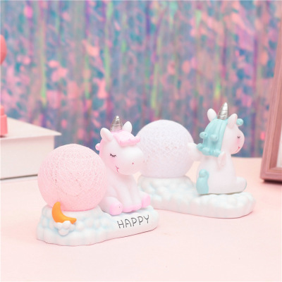 Korean girl's dream unicorn rattan lamp room decorate bedside bedroom decoration gift