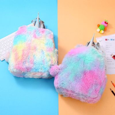 The New plush bag plush unicorn backpack sequined pen bag plush pen bag in the book unicorn bag backpack