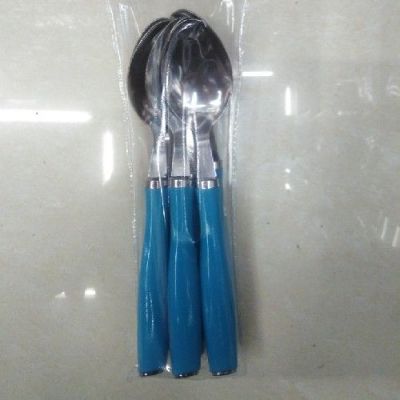 Plastic Handle Stainless Steel Knife, Fork and Spoon