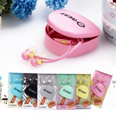 Girls' heart cartoon in-ear oppo colored noodles with mic host general