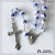 Catholic religious Christian articles craft ornaments blue and white porcelain cross rosary necklace