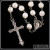 Catholic rosary necklace white rose crucifix long religious necklace