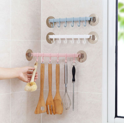 Kitchen strong wall hook 6 row hook bathroom nail-free traceless hanger clothes hook household hook