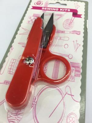 Factory direct selling yarn scissors cutting thread head plastic handle scissors card tc800 yarn scissors color