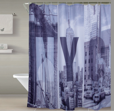 Nordic bathroom small curtain perforation - free partition curtain hanging curtain polyester printing waterproof mouldproof small curtain wholesale customization