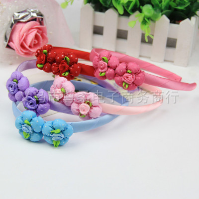 Yiwu manufacturers wholesale han version of ornaments, lovely hair hoop children 's cotton flower new promotional gifts hair card headgear