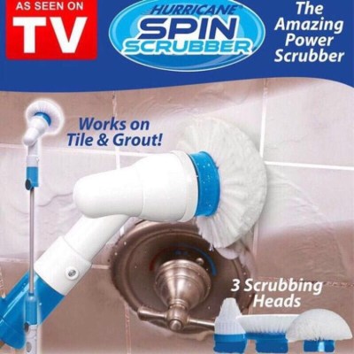 Turboscrub Spin cleaning brush with long electric handle automatically rotates and telescopic cleaning brush