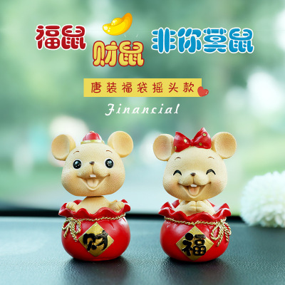 Lucky Mouse Couple Car Supplies Car Decoration Creative Cute Resin Crafts Cake Baking Home