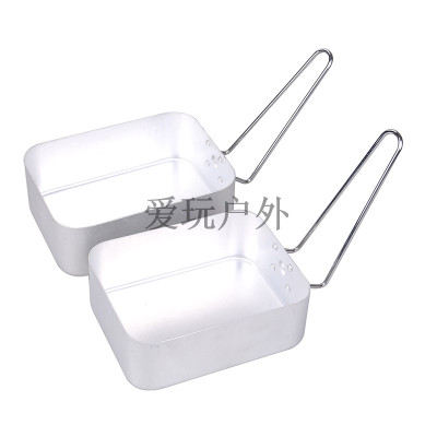 Unlidded aluminum lunchbox travel lunchbox thickened old-school barbecue lunchbox with handle made of pure aluminum metal