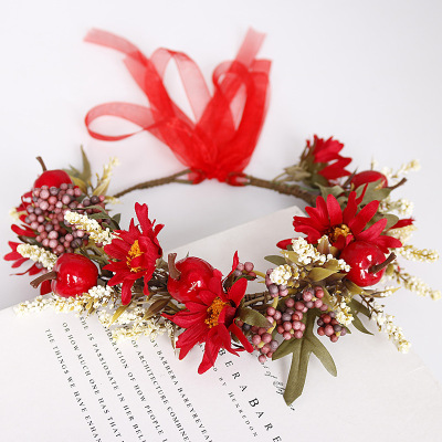 Amazon hot selling garland of red cloth simulation headband bride bosimiyassen bow bridal