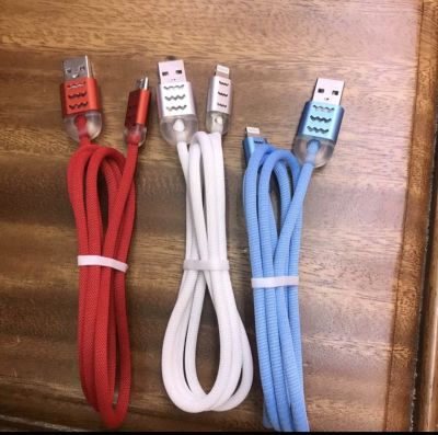 Wavy red and blue light luminous data cable apple android type-c is available in stock