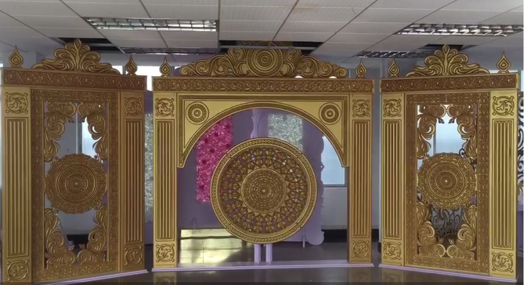 安妮婚庆 婚庆背景道具 黄金背景墙 婚庆酒店装饰