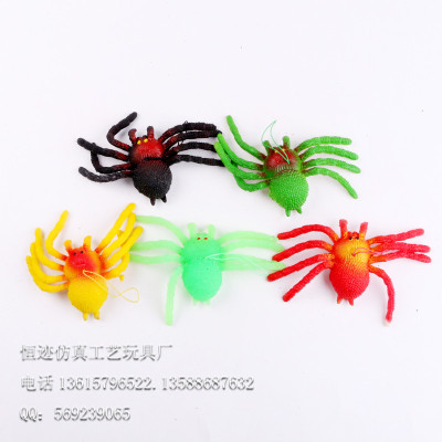 Simulation spider soft glue color big spider black creative scary scary plastic little spider model toys