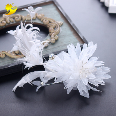 Foreign trade bride headdress white bouquet holiday photography yiwu hair decoration party banquet advertising promotional clip